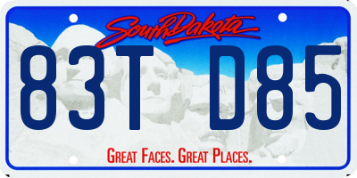 SD license plate 83TD85