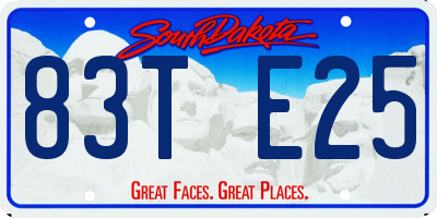 SD license plate 83TE25