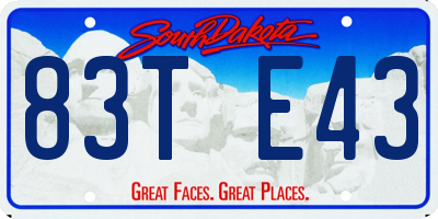 SD license plate 83TE43