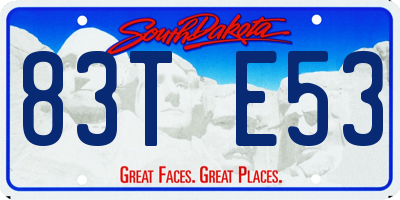 SD license plate 83TE53