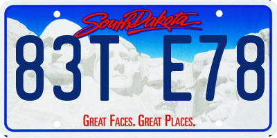 SD license plate 83TE78