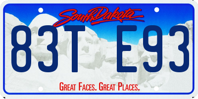 SD license plate 83TE93