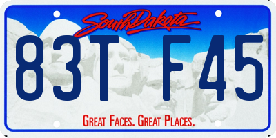 SD license plate 83TF45