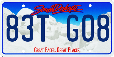 SD license plate 83TG08
