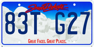 SD license plate 83TG27