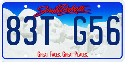 SD license plate 83TG56