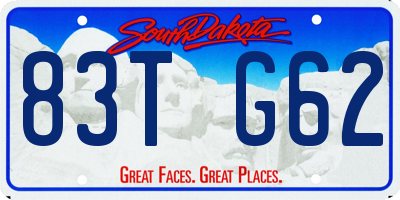 SD license plate 83TG62