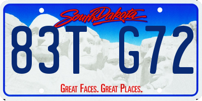 SD license plate 83TG72
