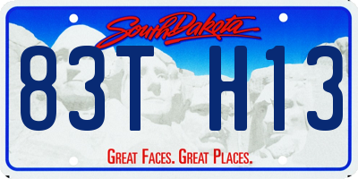 SD license plate 83TH13