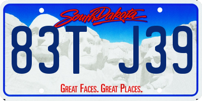 SD license plate 83TJ39