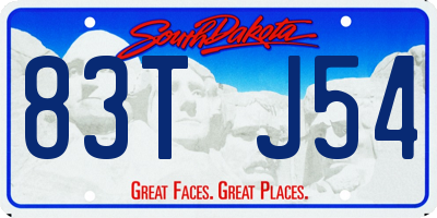 SD license plate 83TJ54