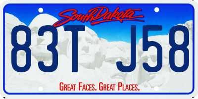 SD license plate 83TJ58