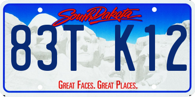 SD license plate 83TK12