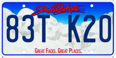 SD license plate 83TK20