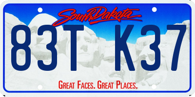 SD license plate 83TK37