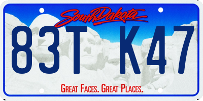SD license plate 83TK47