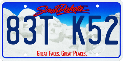SD license plate 83TK52
