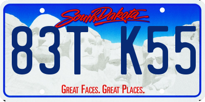 SD license plate 83TK55