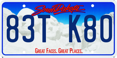 SD license plate 83TK80