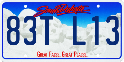 SD license plate 83TL13