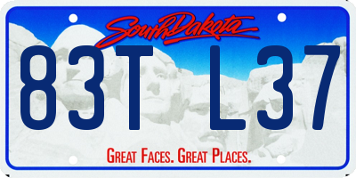 SD license plate 83TL37