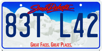SD license plate 83TL42