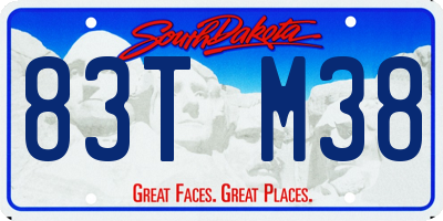 SD license plate 83TM38