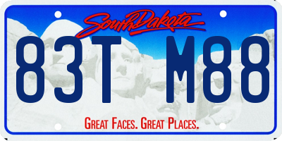 SD license plate 83TM88