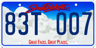 SD license plate 83TO07