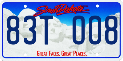 SD license plate 83TO08