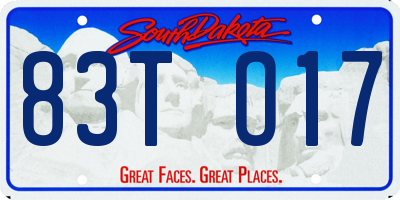 SD license plate 83TO17