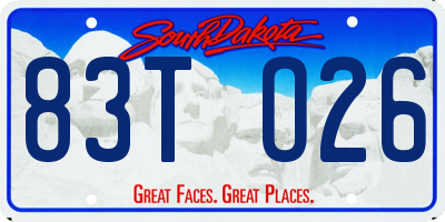SD license plate 83TO26