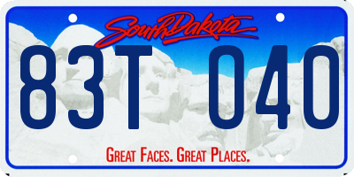 SD license plate 83TO40