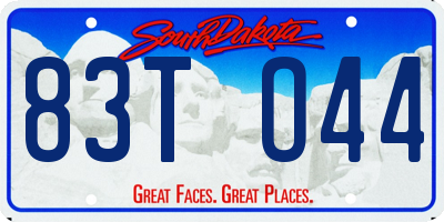 SD license plate 83TO44