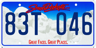 SD license plate 83TO46