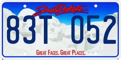 SD license plate 83TO52