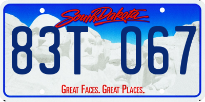 SD license plate 83TO67