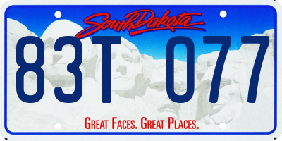 SD license plate 83TO77