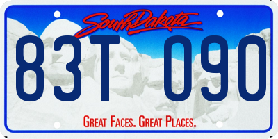 SD license plate 83TO90