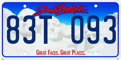SD license plate 83TO93