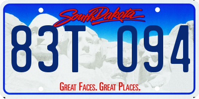 SD license plate 83TO94