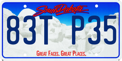 SD license plate 83TP35