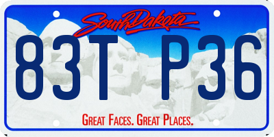 SD license plate 83TP36