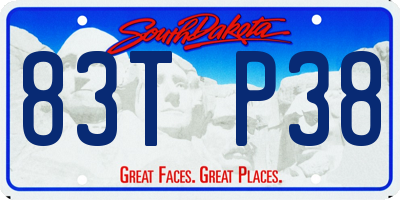 SD license plate 83TP38