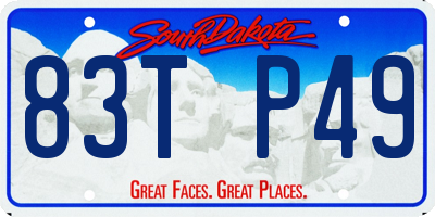 SD license plate 83TP49