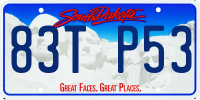 SD license plate 83TP53