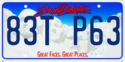 SD license plate 83TP63
