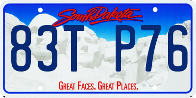 SD license plate 83TP76