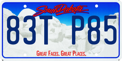 SD license plate 83TP85