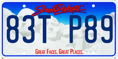 SD license plate 83TP89